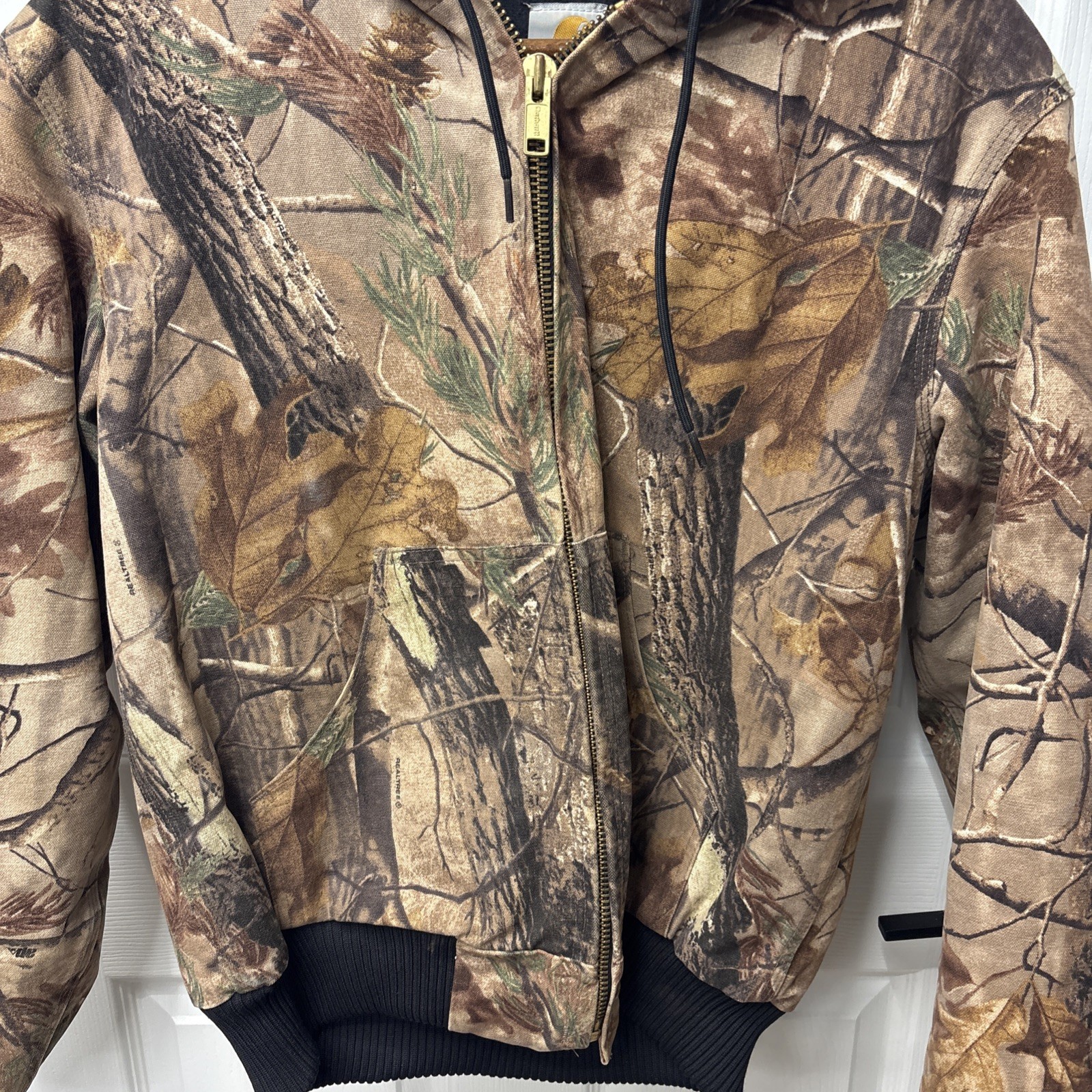 Vintage Carhartt J221 CAP Realtree Camo Jacket Full Zip workwear Size S USA Made
