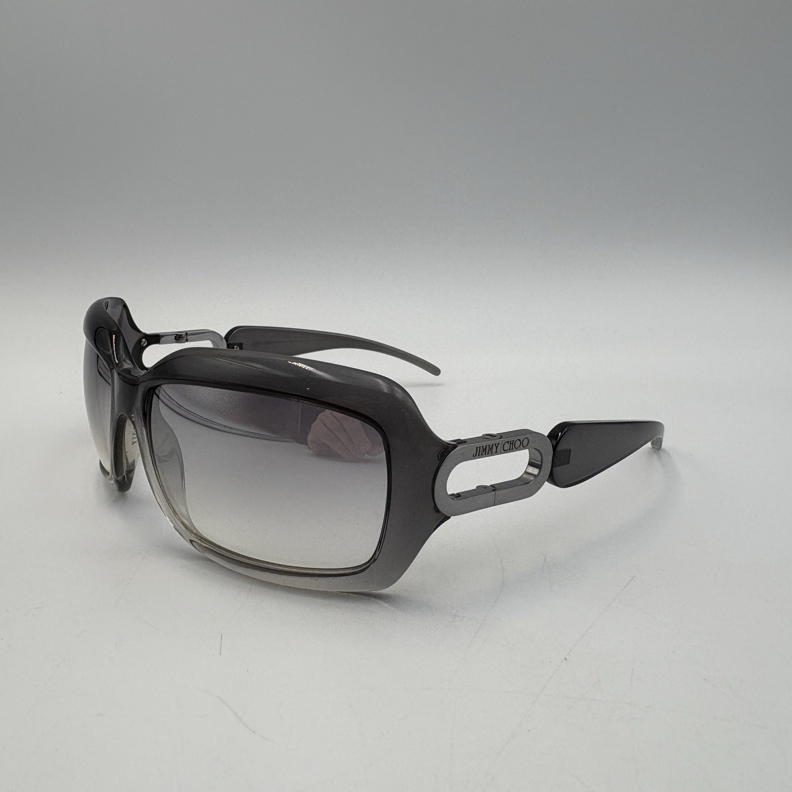 Jimmy Choo Italy Women’s Sunglasses Annie Black Clear Gradient Gray Scratches