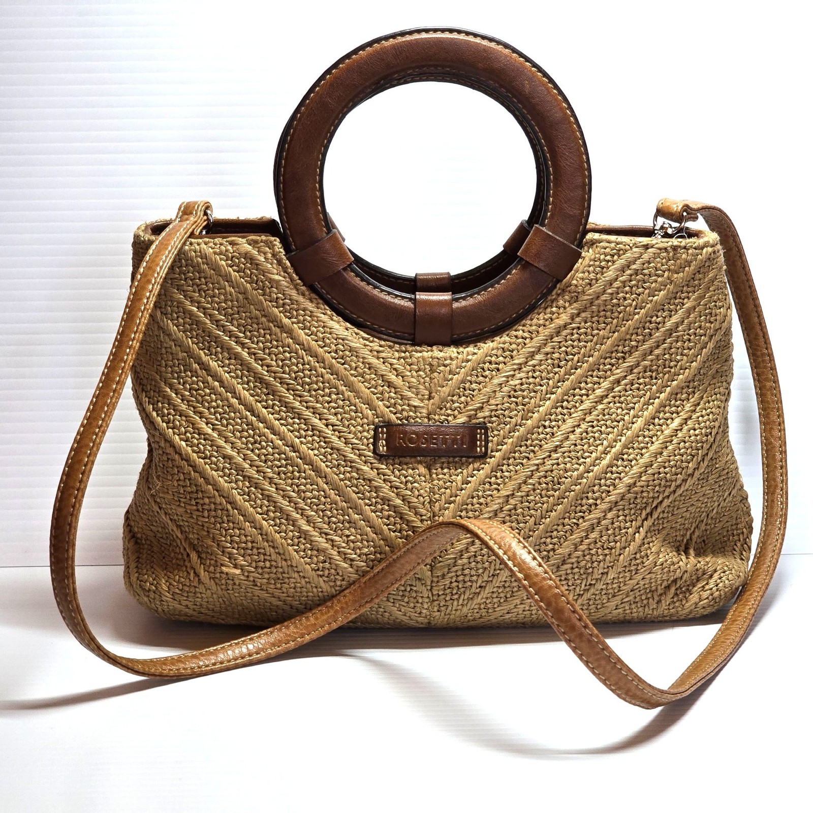 Rosetti Lt. Brown Tan Woven Convertible Shoulder Crossbody Bag Purse Handbag