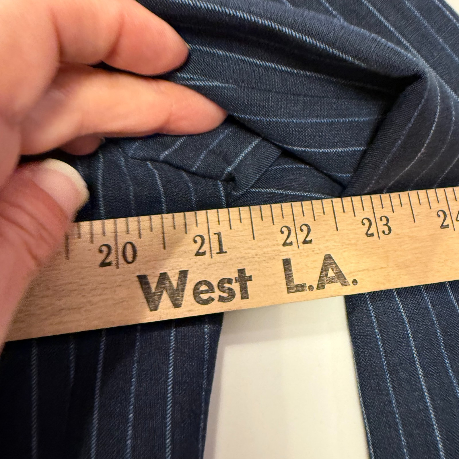 Faconnable Navy Pinstripe Wool Linen Blazer Sz 51 IT/41R Italy Summer