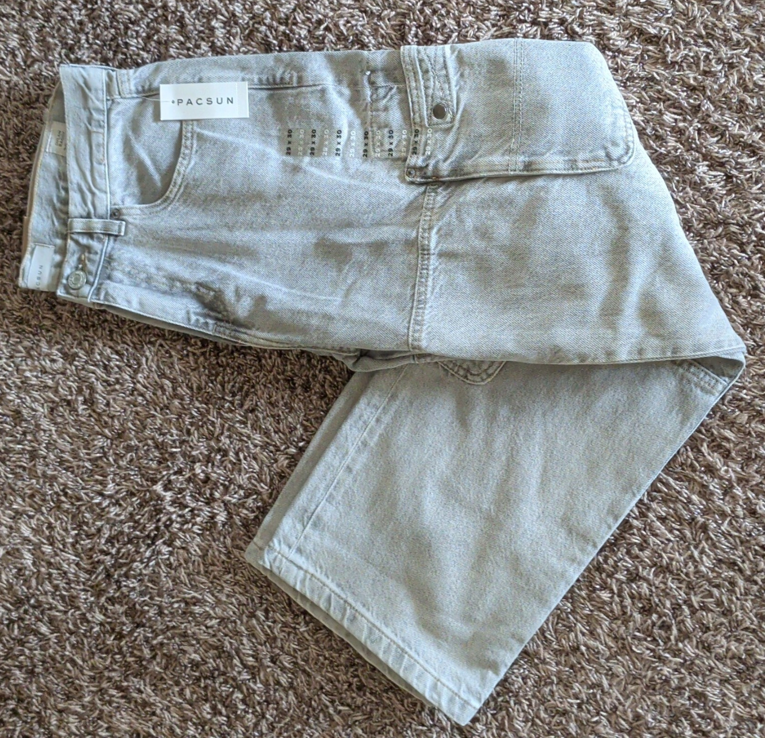 PacSun Dylan Baggy Gray Light Wash Denim Jeans Mid Rise Cargo Pockets NWT