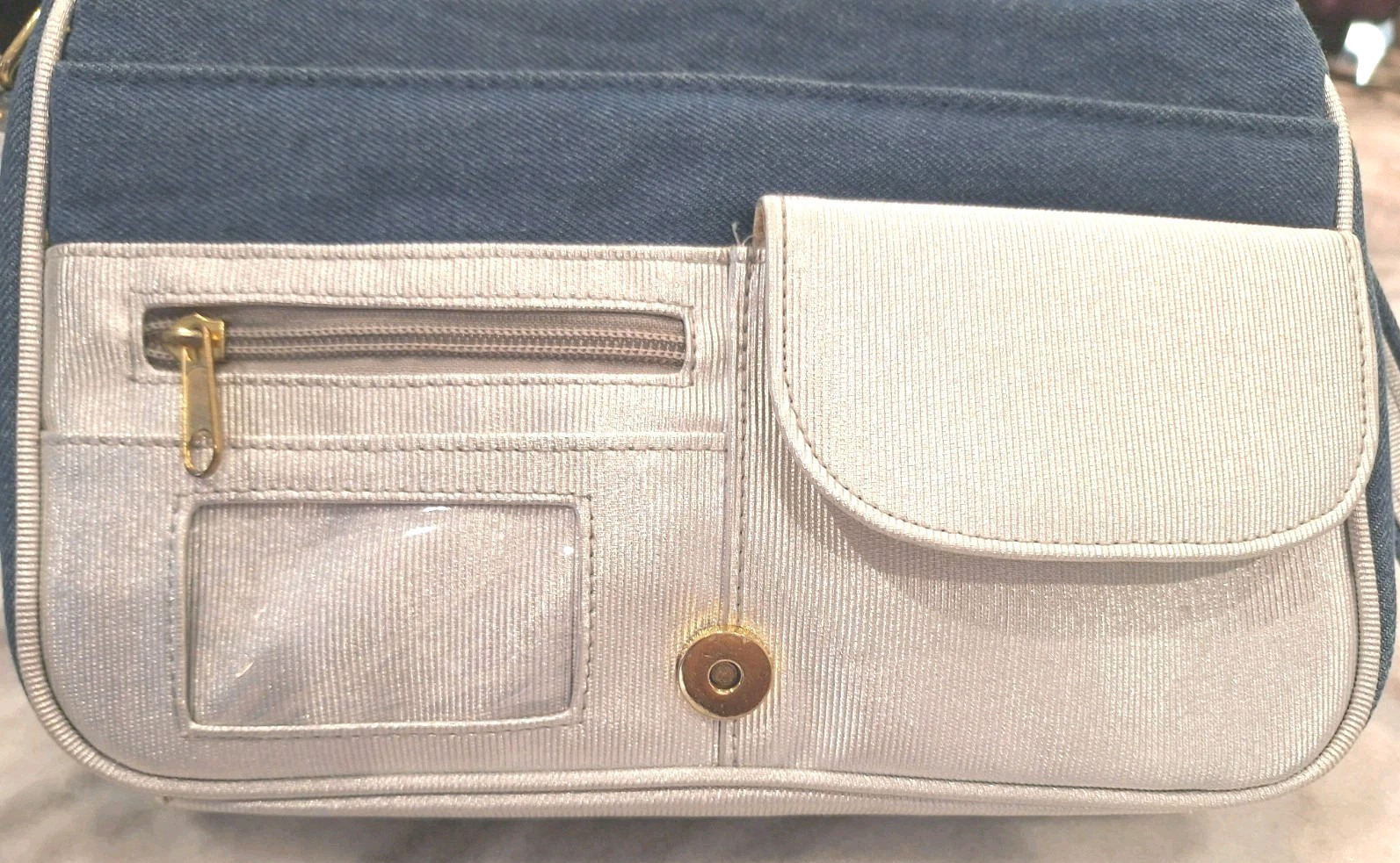 TangoBag Denim/Canvas Silver Organizer Multi Pocket Crossbody Handbag