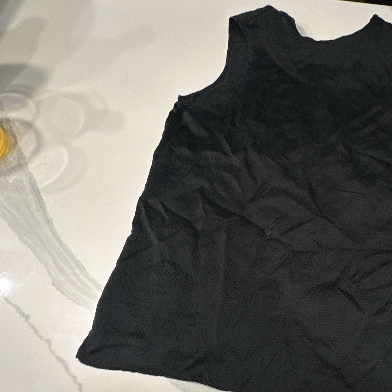 Women’s ATM Black Solid Silk Chiffon High Neck Sheer Sleeveless Zip Blouse, S/P