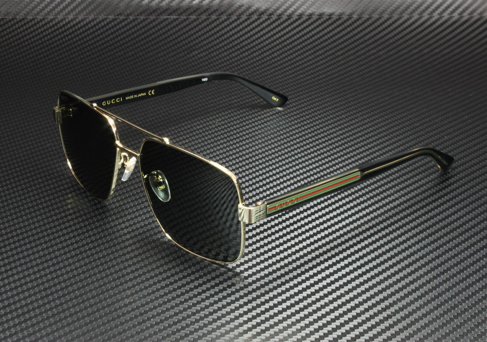 GUCCI GG0529S 001 Gold Square Rectangle Men’s Sunglasses 60 mm