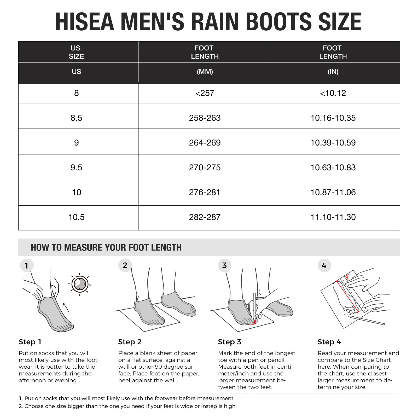 HISEA Men Rubber Rain Boots Strap Collar Lightweight Soft Yard Fishing Work Boot