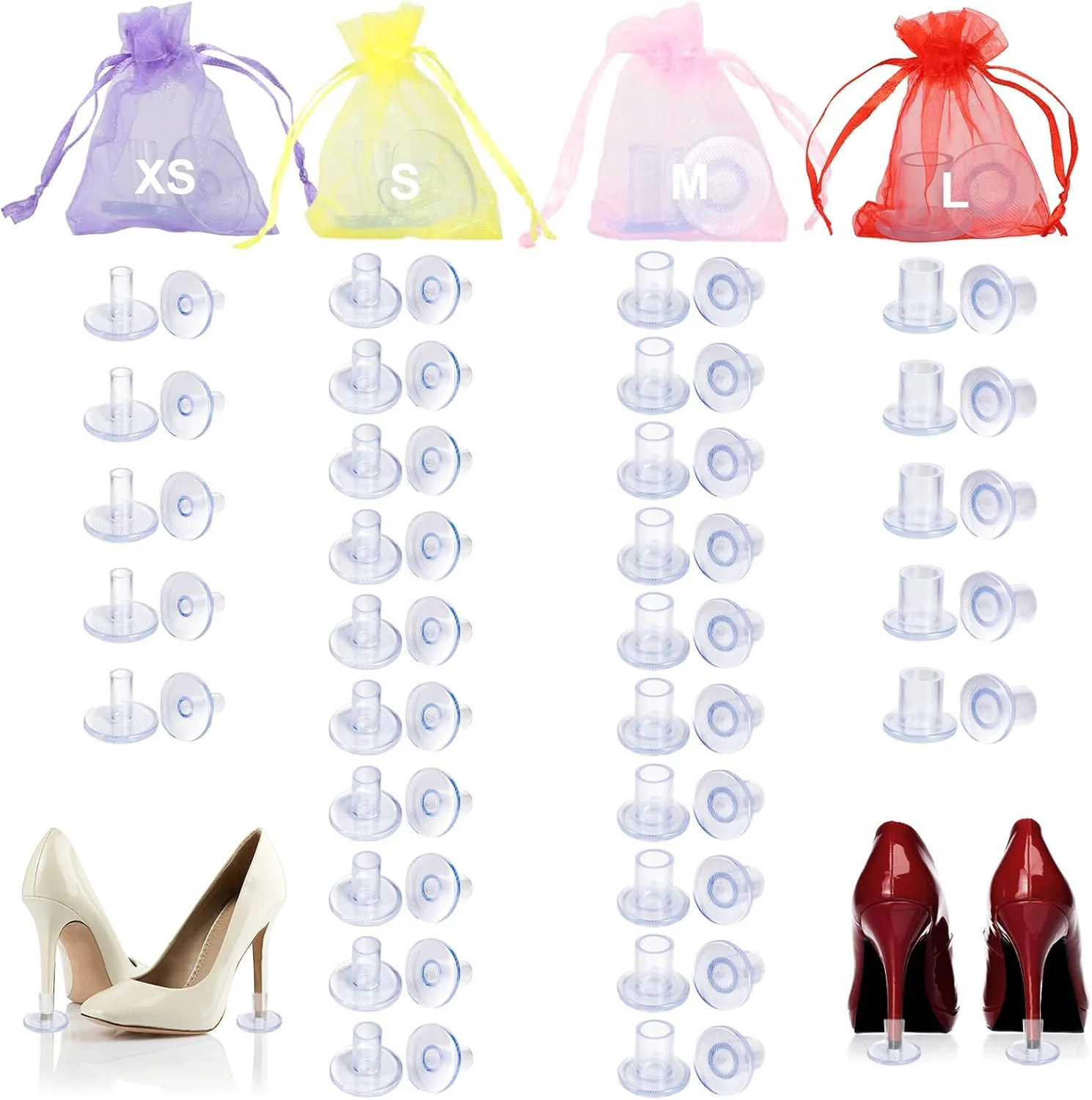 30 Pairs 4 Sizes Heel Protectors for Grass, High Heel Stoppers for Grass, Clear