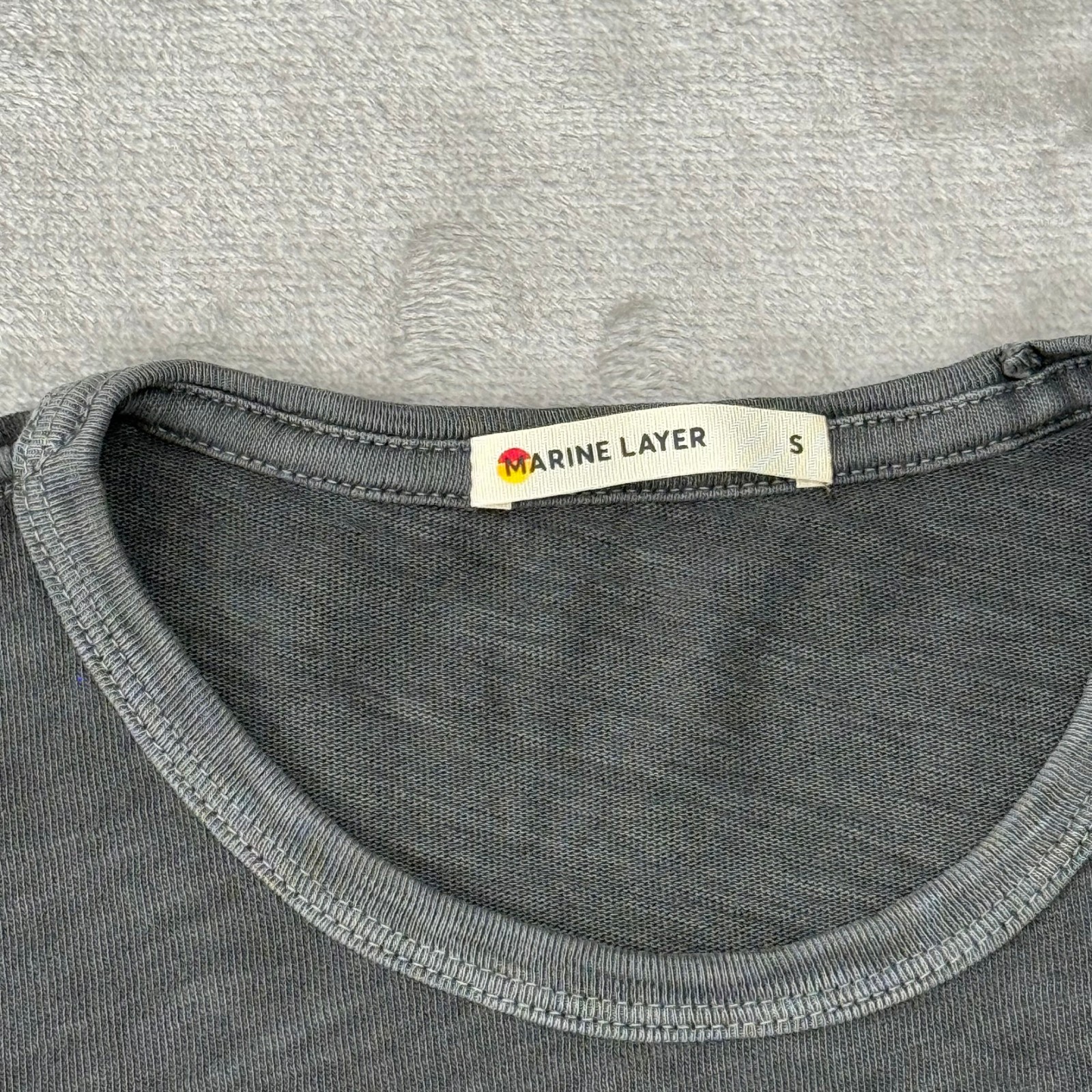 Marine Layer Heavy Slub Pocket Tee Mens Small Forged Iron Gray $64 New NWOT