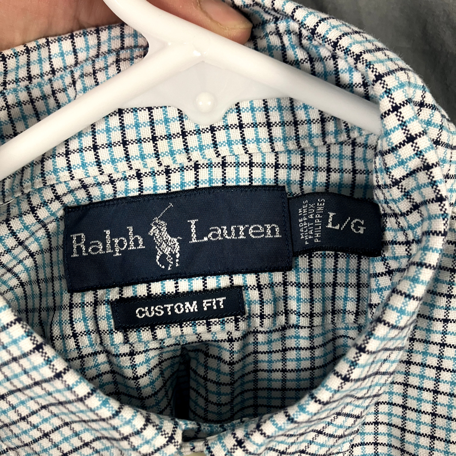 Ralph Lauren Custom Fit Mens L Button Down Long Sleeve Shirt Check Small Pony