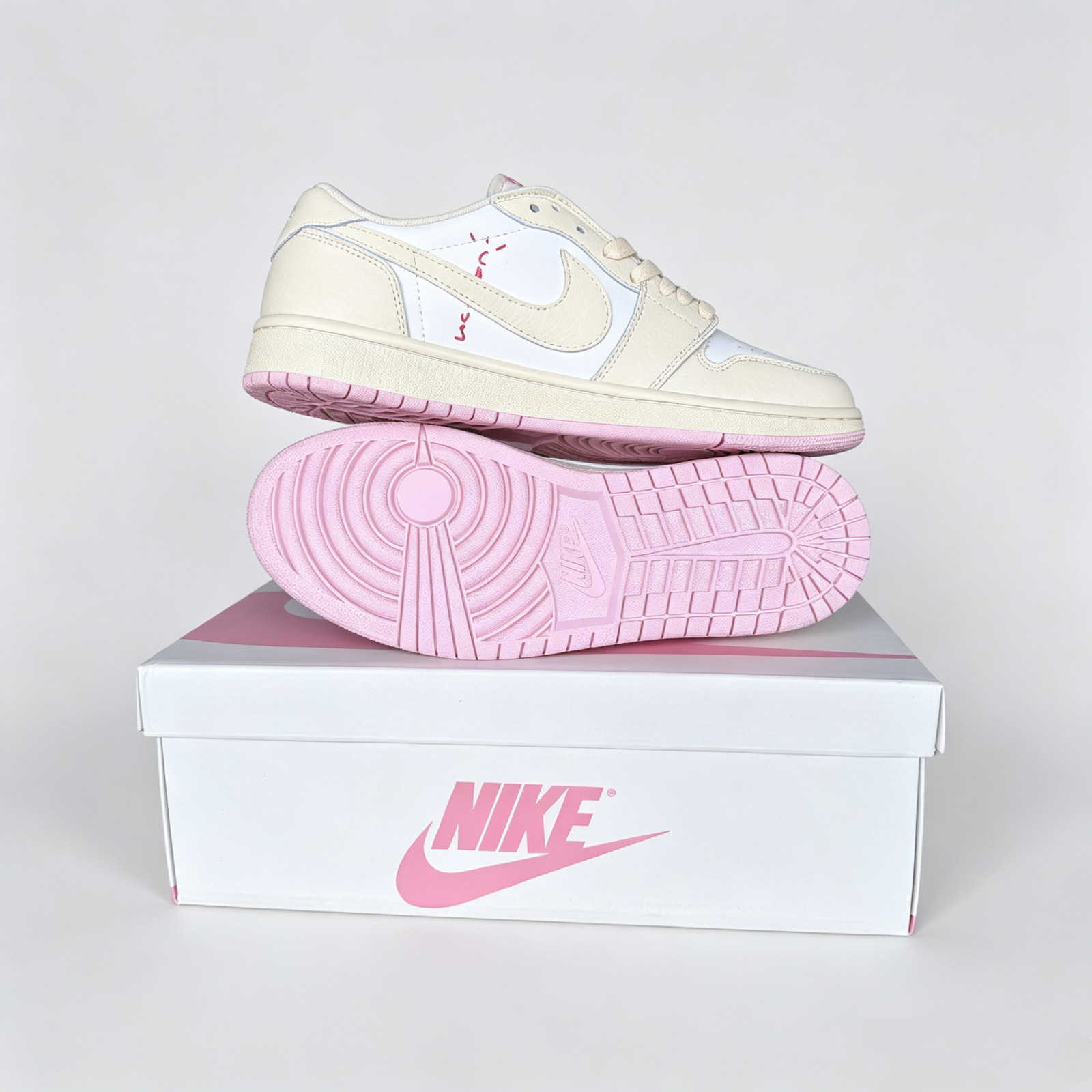 Travis Scott x Jordan1 Low OG SP ‘Shy Pink’ Sports Casual Shoes US Size 7-13