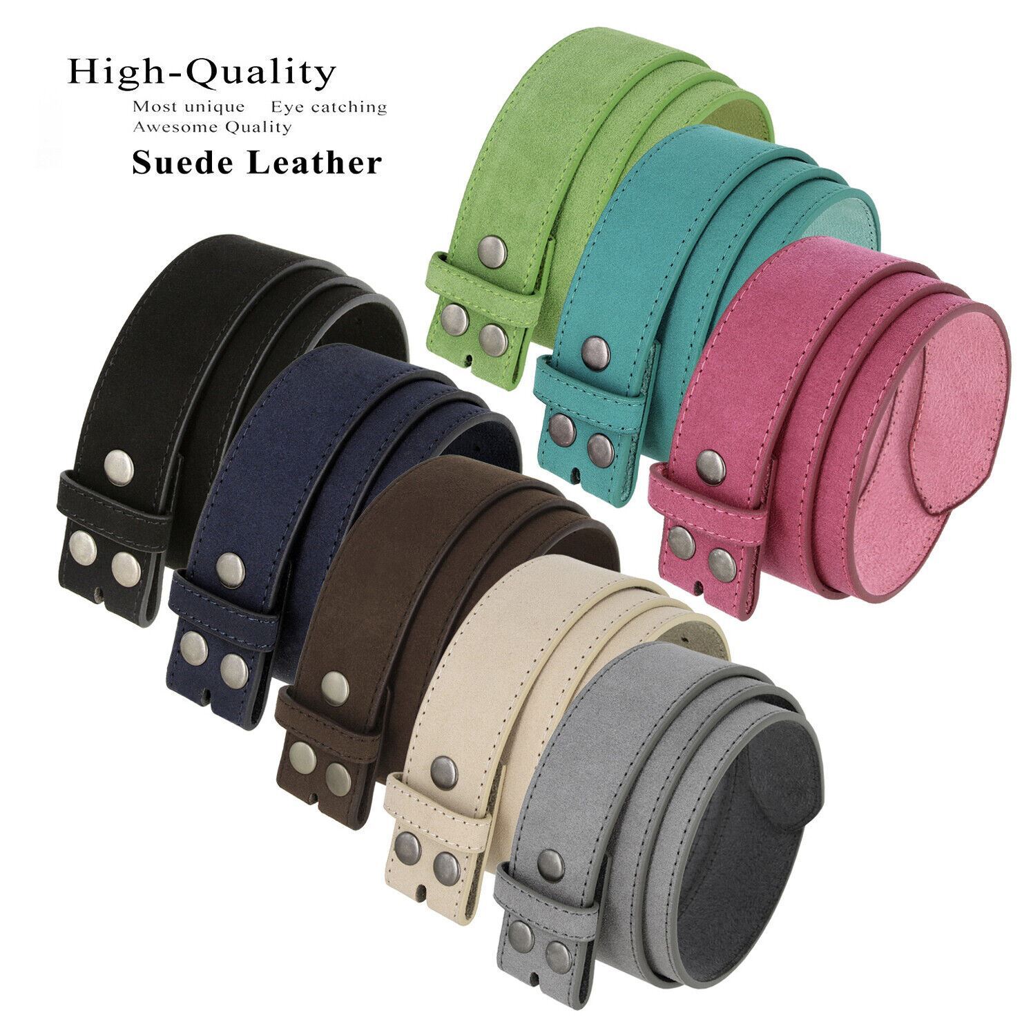 Belts for Men & Women Unisex Suede Leather Belt Strap 1 1/2″ Wide Multi-Color