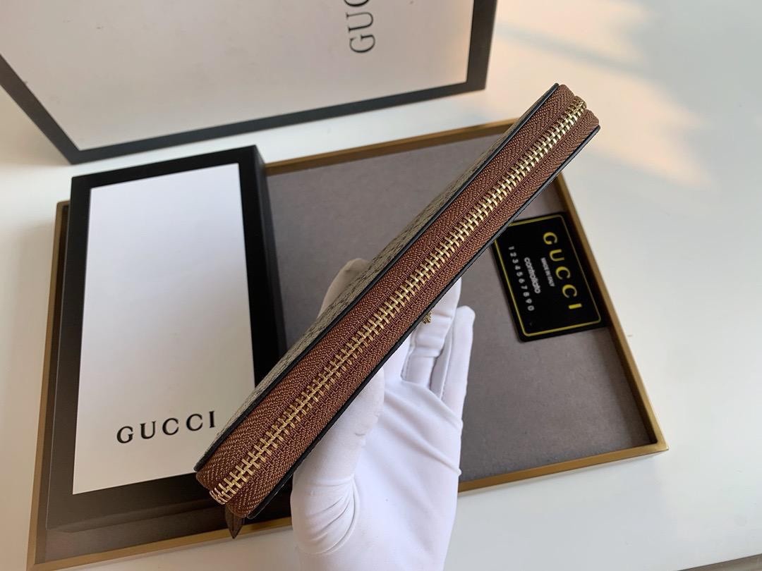Gucci Wallet brown monogram GG zip around