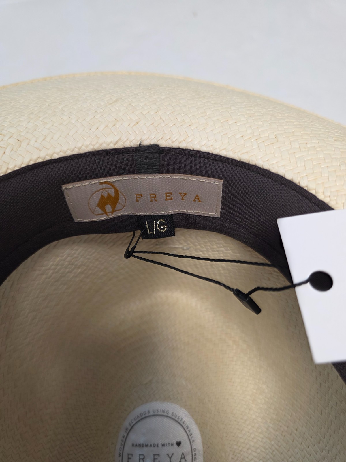 $285 New FREYA Straw Hat Sun Protection UPF 50 Women LARGE Beige Seafoam Ribbon