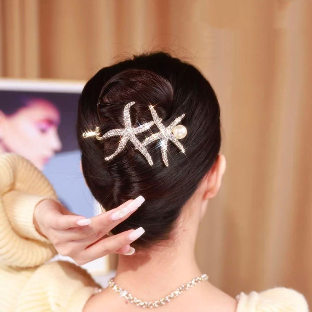 Hair accessories copper alloy zircon hair accessories starfish simple gift