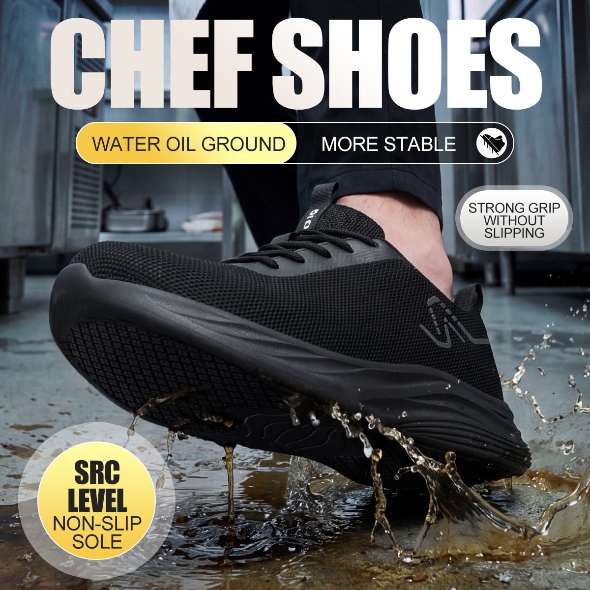 Comfortable Non-Slip Men’s Chef Kitchen Shoes Waterproof Oil Resistant Worker