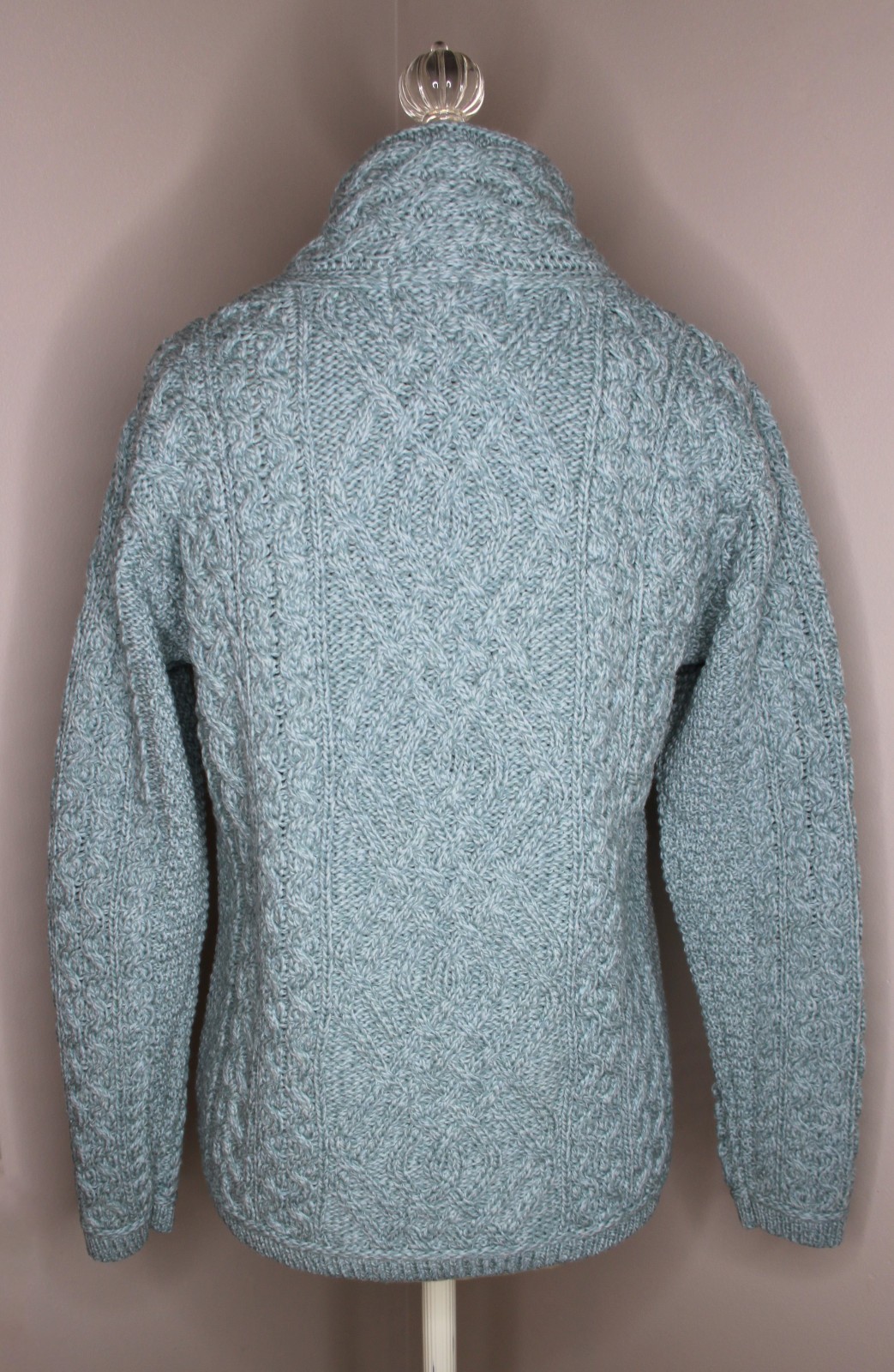 ARAN Crafts Irish Merino Wool Side Zip Cable Knit Cardigan Sweater Size MEDIUM