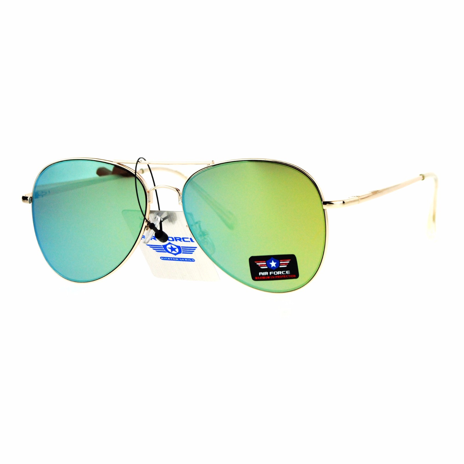 Air Force Pilot Sunglasses Unisex Spring Hinge Metal Frame Mirror Lens