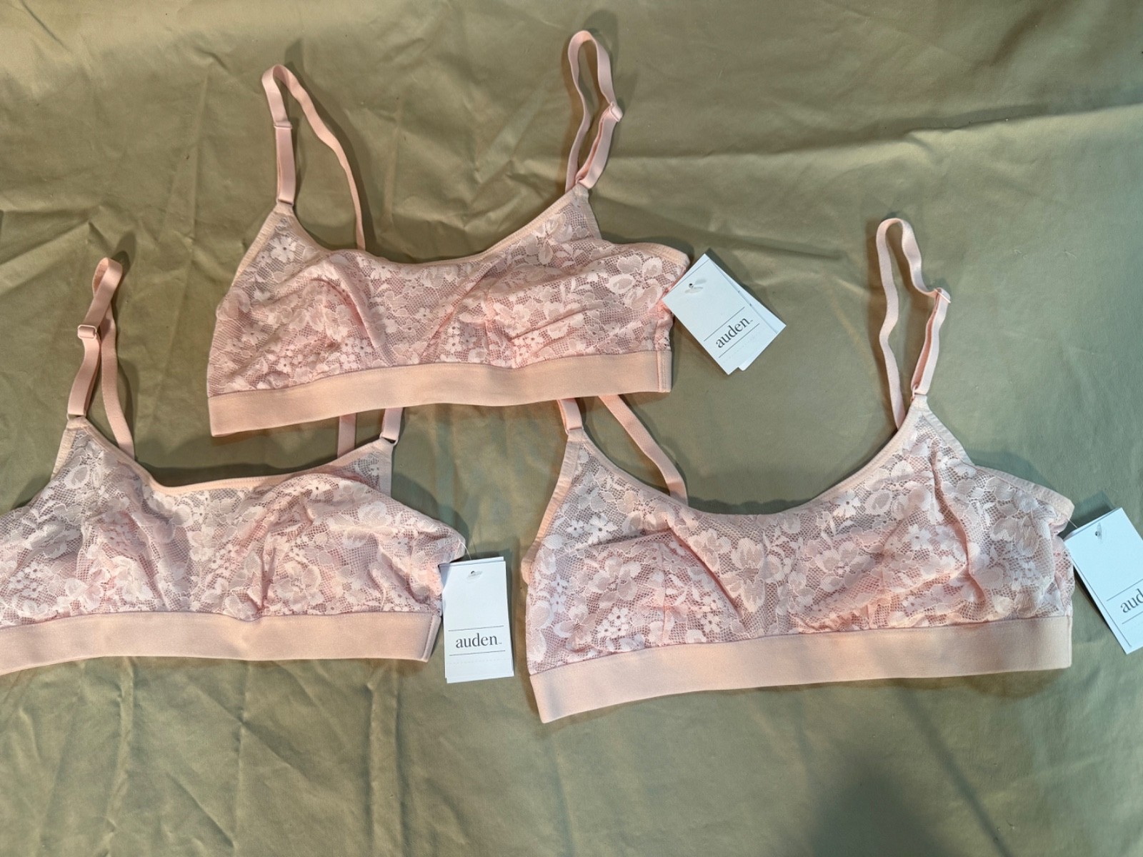 3 ~ Lace Bralettes – Auden SIZE SMALL 34A 34B 32C 36A Lightly Lined Pink