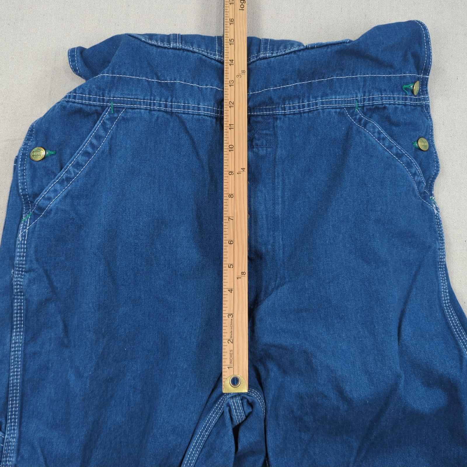 Liberty Overalls Mens 34×30 Blue Denim Utility Hammer Loop Carpenter Workwear