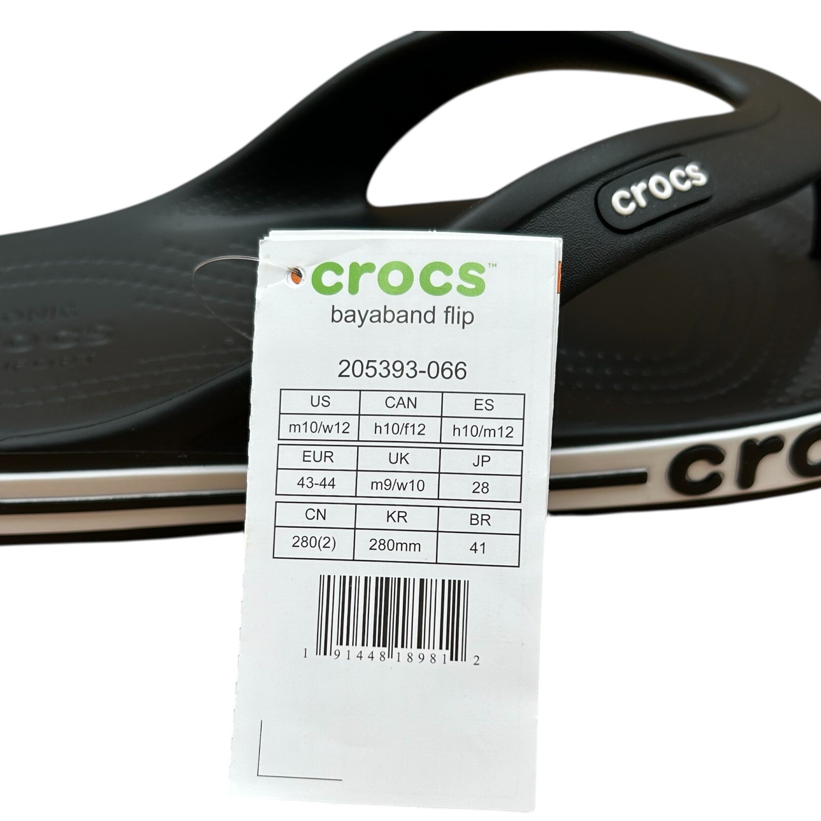 Crocs Mens Bayaband Flip Flop Sandal Size 10-11 Black Water Friendly Lightweight