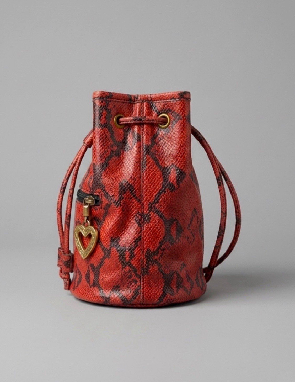 Vintage Moschino Redwall Convertible Bucket Bag Mini Backpack Snakeskin Embossed