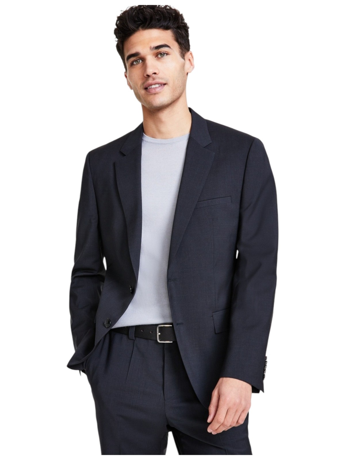 Hugo Boss Mens Slim fit Wool Suit Jacket Blazer 46 R Charcoal Grey Solid