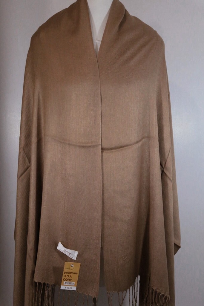 DG Women’s Pashmina Scarf Shawl Wrap-Silk.Cashmere~Solid Camel.Soft*030