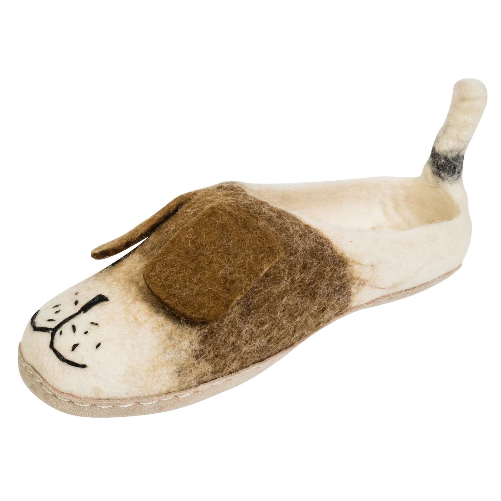 Eco Friendly Natural Sheep Wool Felted Handmade Dog Shaped Slippers