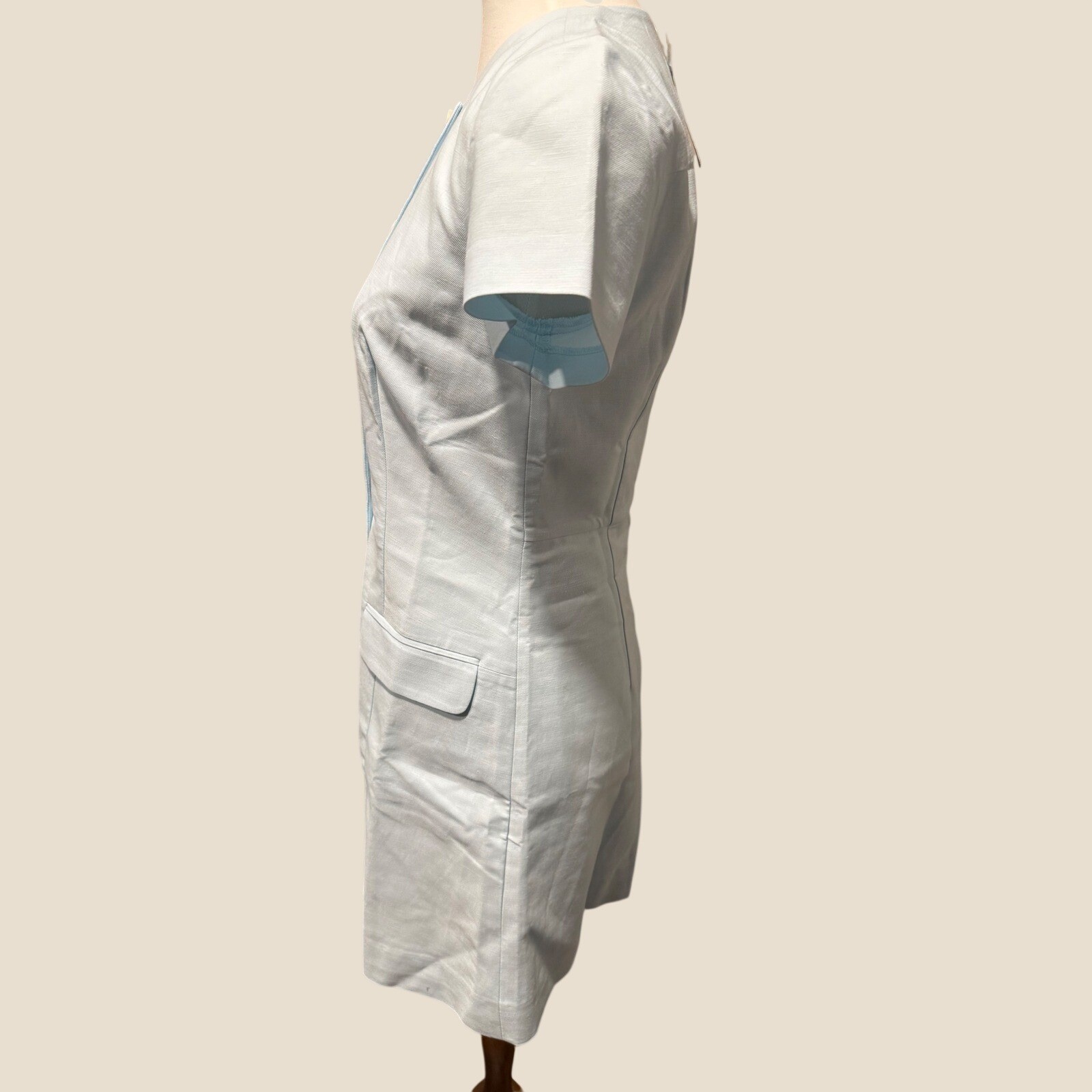 J.Crew Dress Women Size 2 Light Blue Button Front Short Sleeve Linen Blend