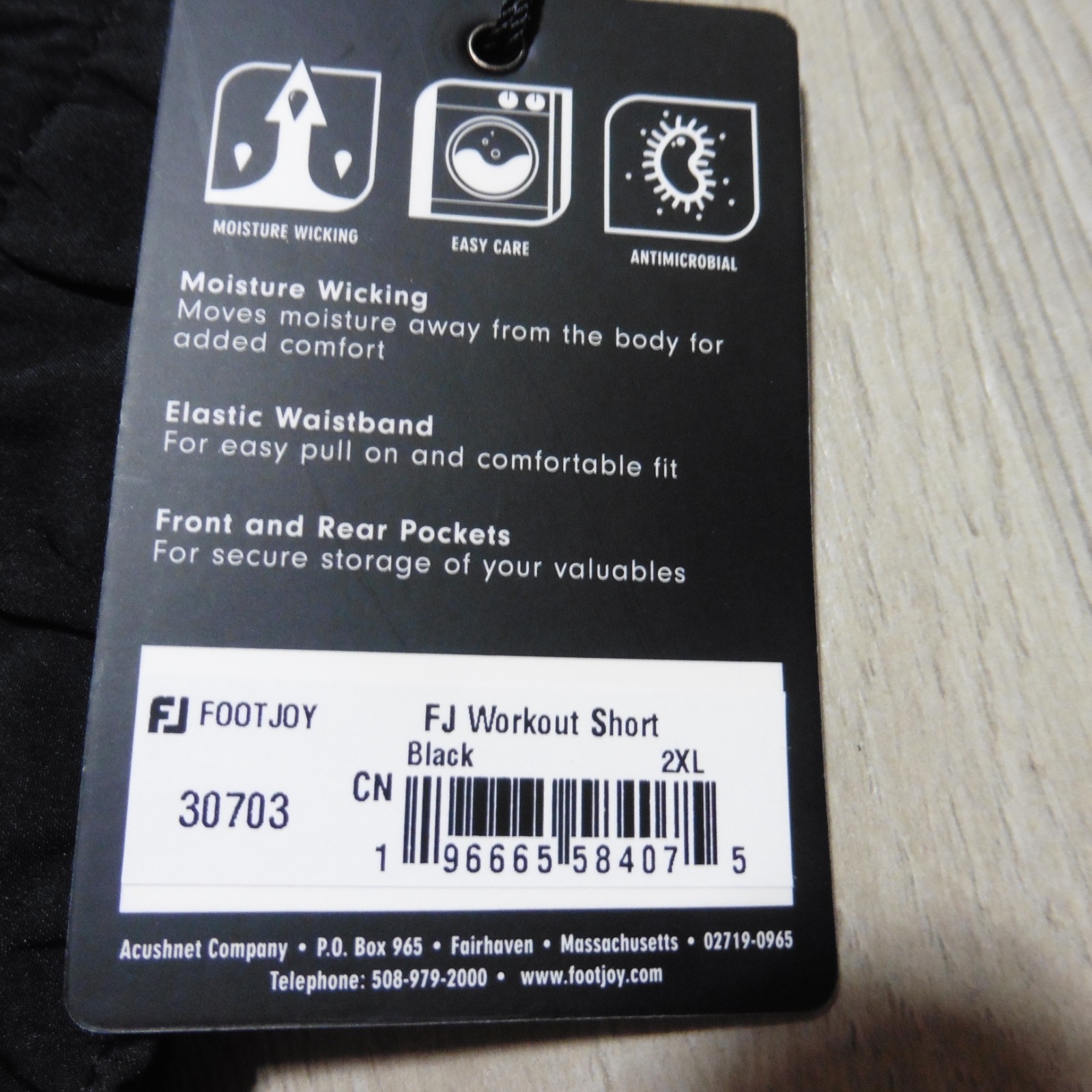 FOOTJOY Mens M L XL 2XL SHORTS BLACK GOLF WORKOUT TRAINING 8″ POLYESTER SPANDEX