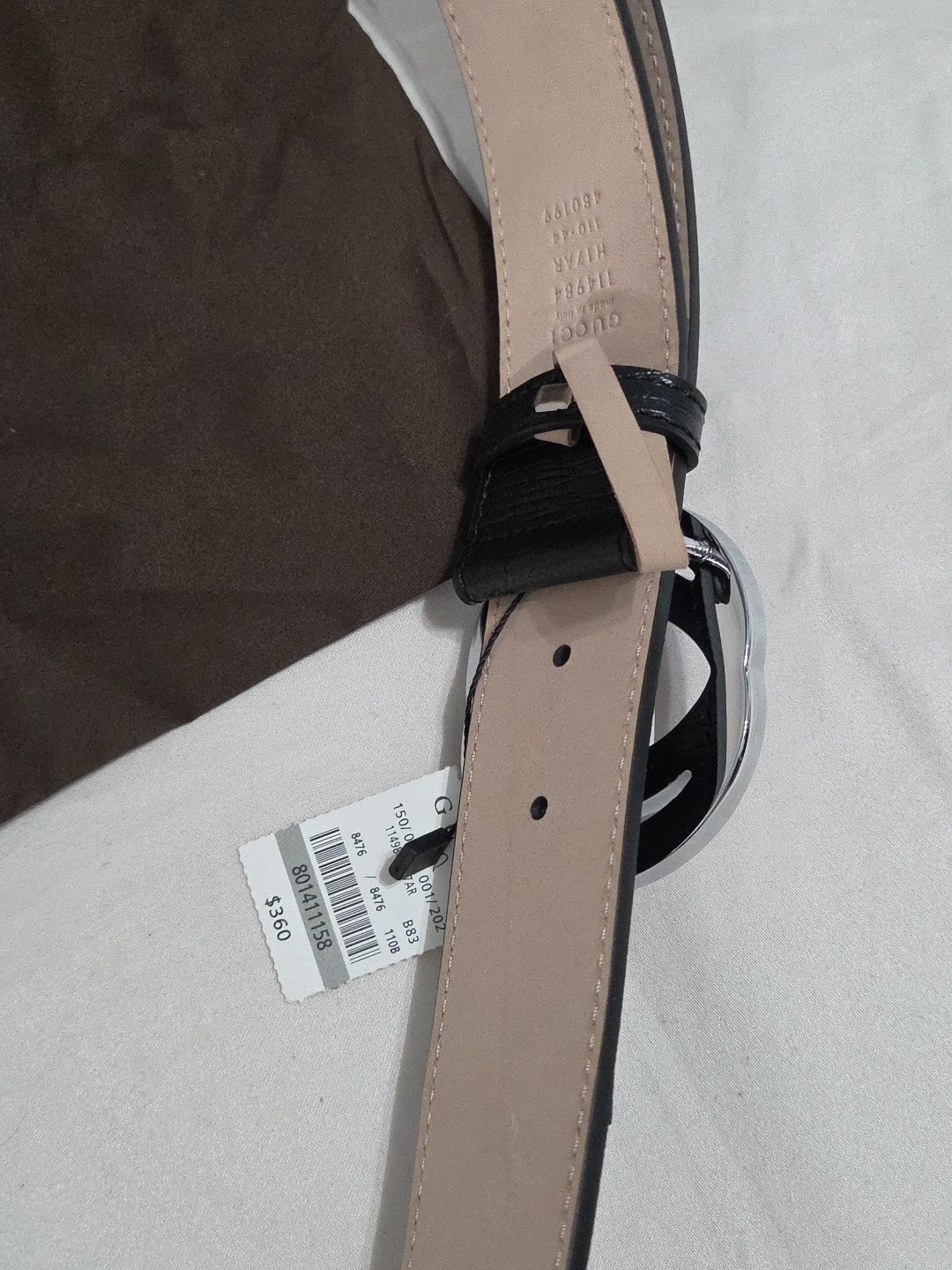 Gucci Black Green Red Striped Belt Size 38-40 IT 110CM Silver Buckle