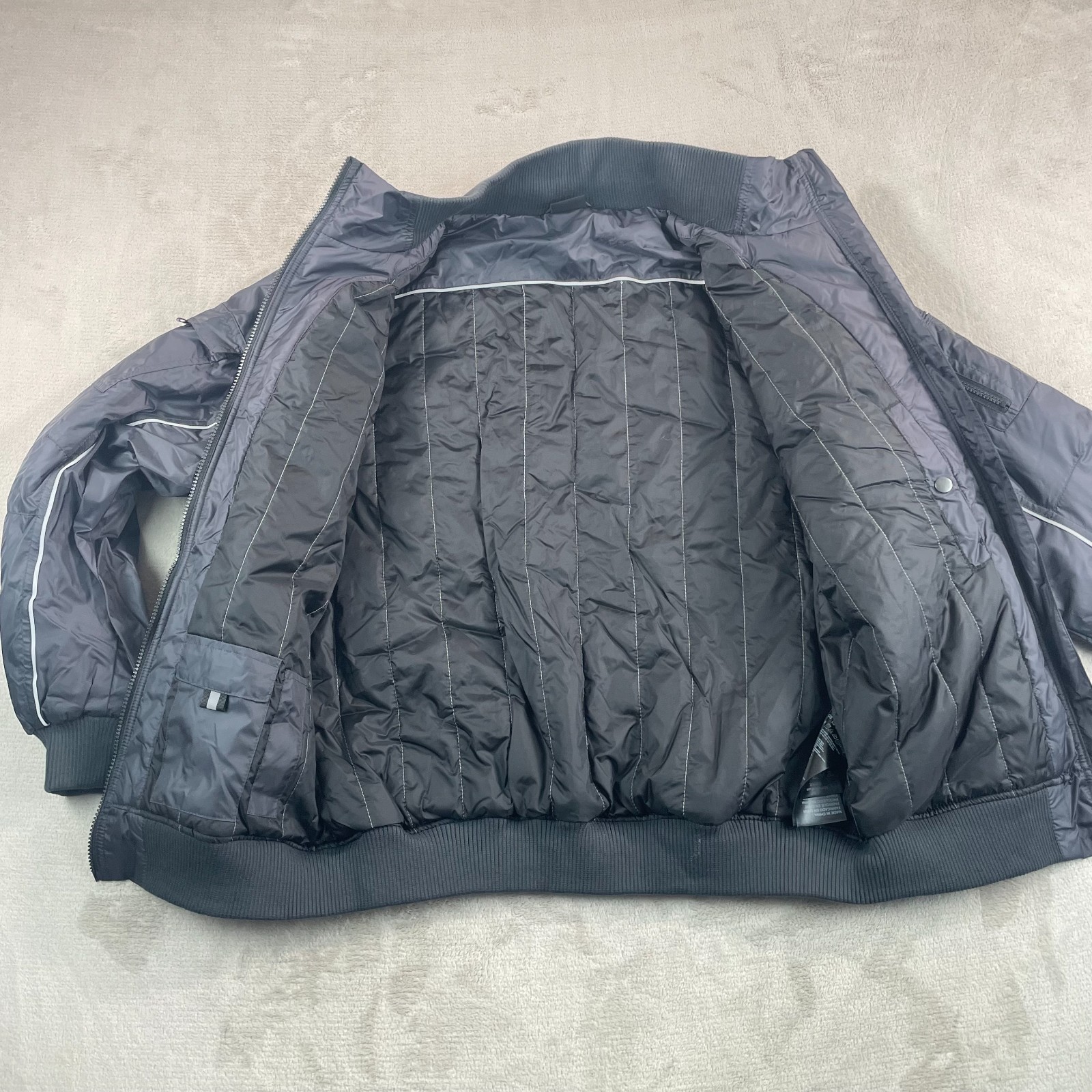 Mercedes Benz Drivers Bomber Jacket Men XL Dark Grey Full Zip Logo NWT $395