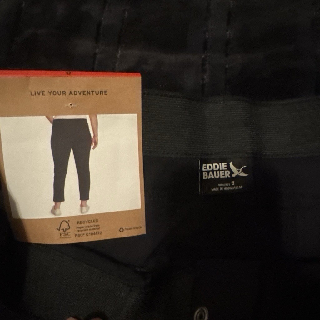 Eddie Bauer Women’s Solid Black Straight Leg Ankle Pants w/ Logo Accent