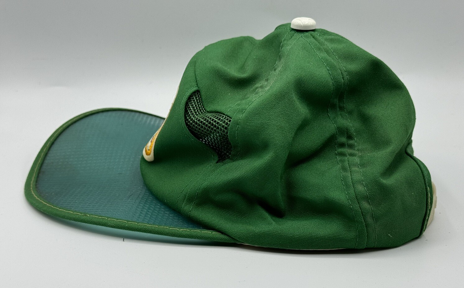Vintage Green Fishing Patch Adjustable Sun Visor Cap Hat Sof Glo Sz 6.75 – 7.25