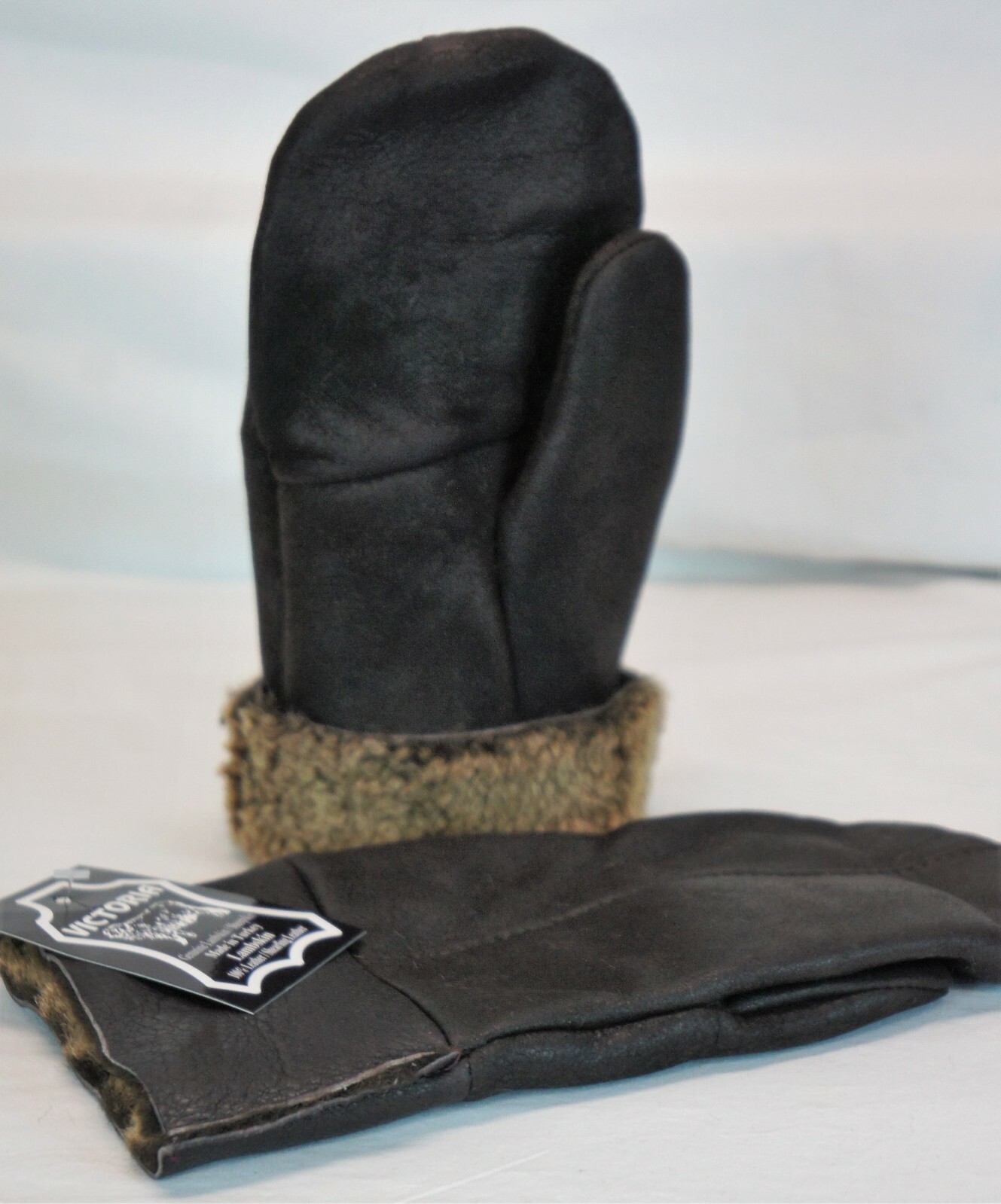 REAL GENUINE SHEEPSKIN SHEARLING LEATHER MITTENS UNISEX BROWN / BROWN ASH S-2XL