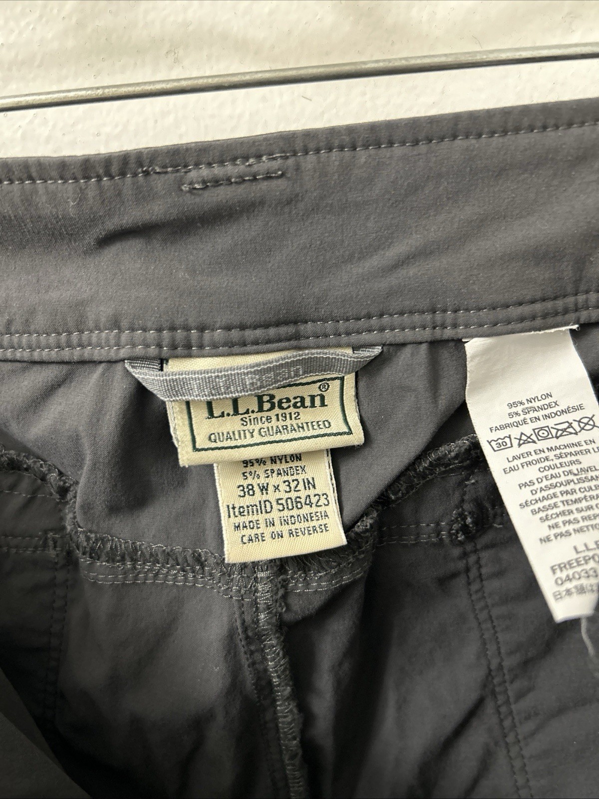 LL Bean Cresta Zip Off Pants Mens 38×32 Gray YKK Water Resistant Hiking 506423