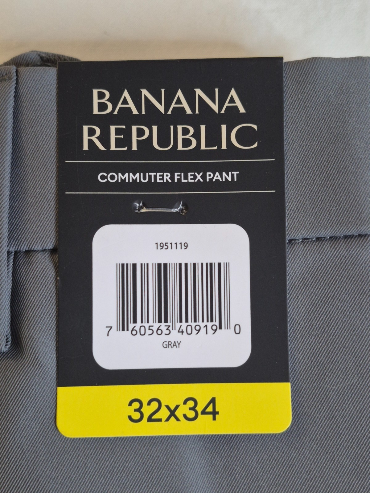 Banana Republic Men’s Commuter Pant Waistband Sits Below Waist Gray, 32×34, NWT