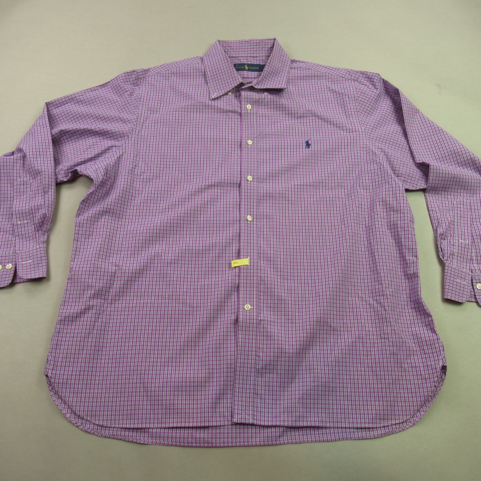 Ralph Lauren Shirt Mens 18 Long Sleeve Button Front Purple Plaid Casual