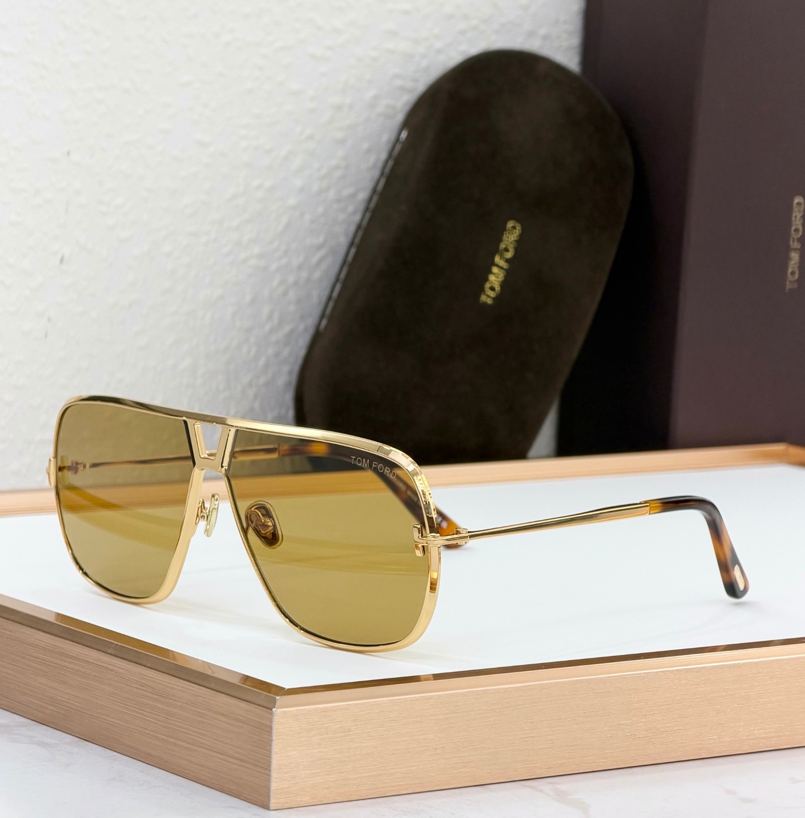 Tom Ford TF1204 Sunglasses Gold Frame Yellow Lens Size 63□11-140