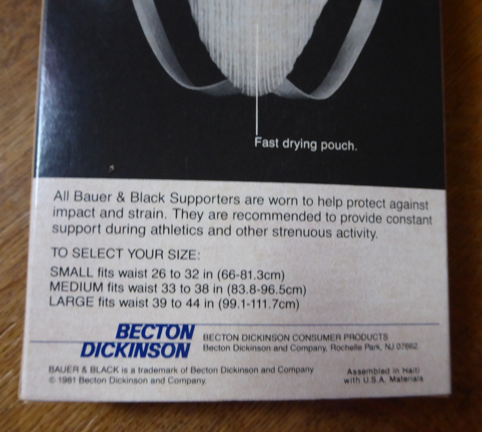 Vtg. Bauer & Black men’s swimmer athletic supporter, S-10, nylon, L, USA, NIB