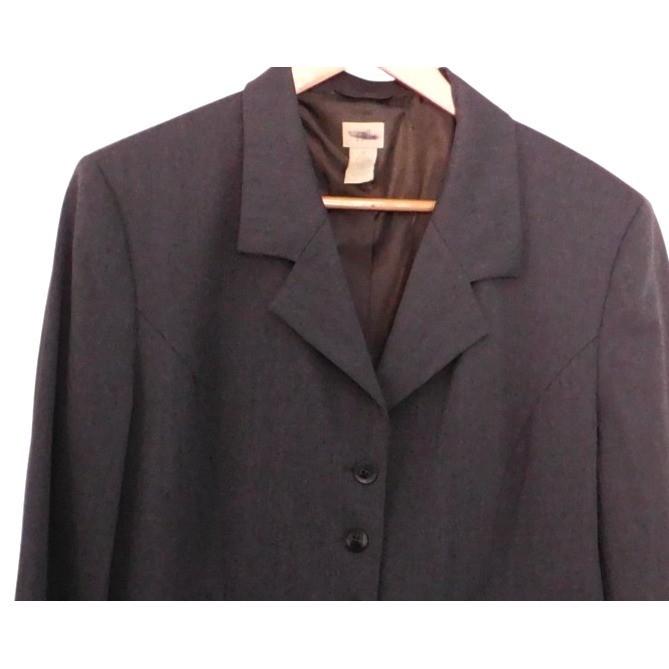 J. Jill Charcoal Gray Wool Blend Blazer Lined 5 Button Size 16 Career Jacket