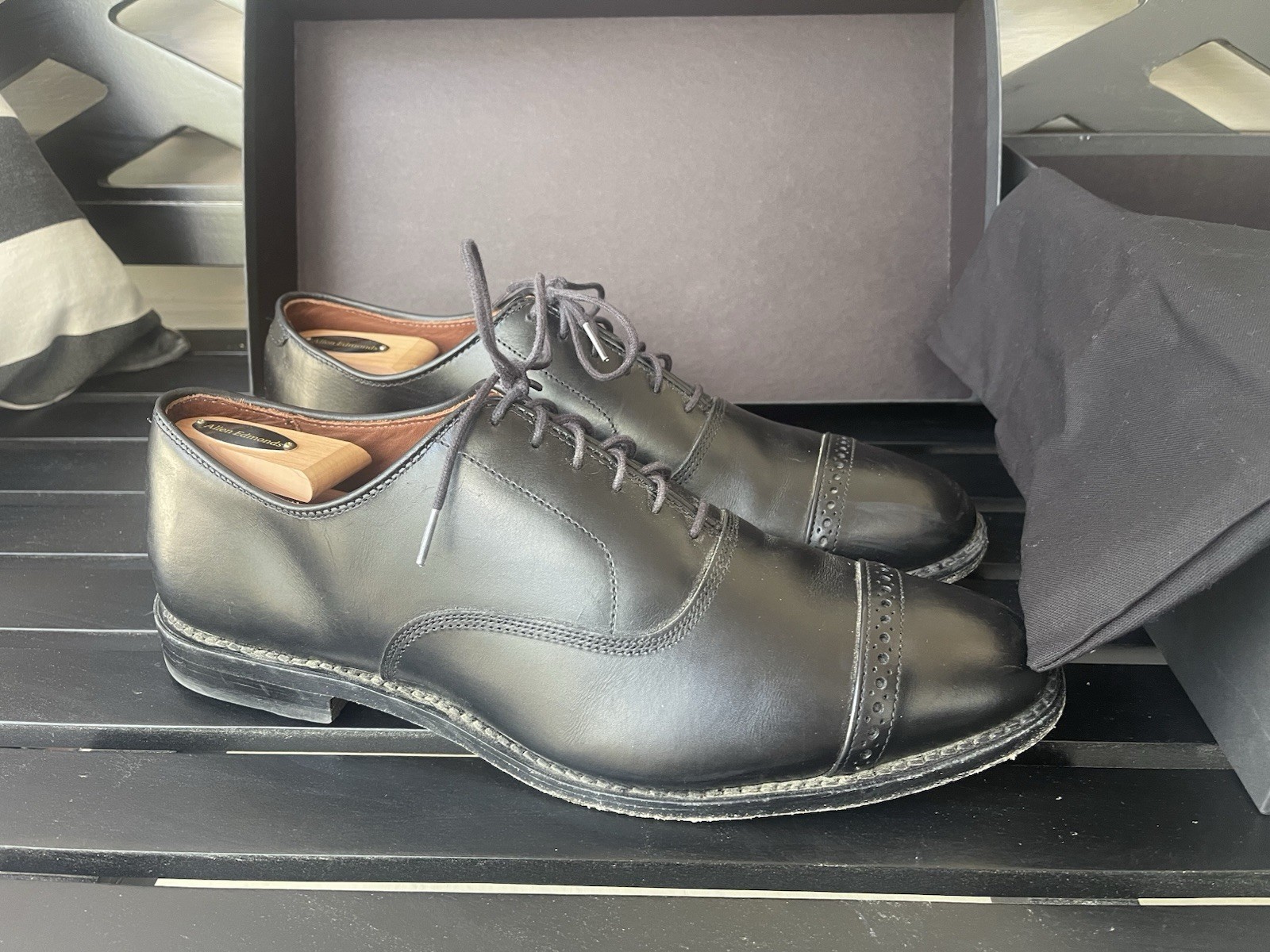 ALLEN EDMONDS Fifth Avenue Size 12E Black Leather CapToe Oxford MADE IN USA