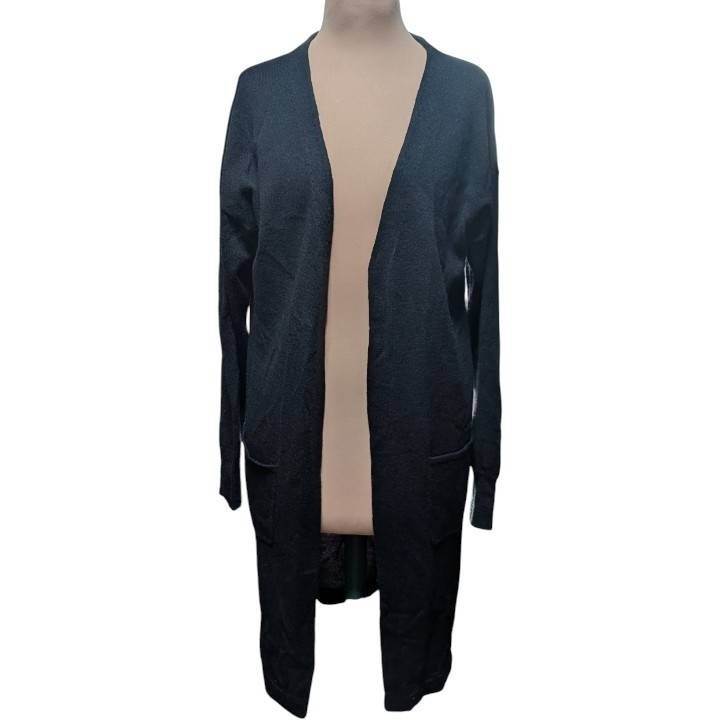 SLOBE IENA Long Knit Cardigan Black Acrylic Wool Pockets 91cm Japan Women