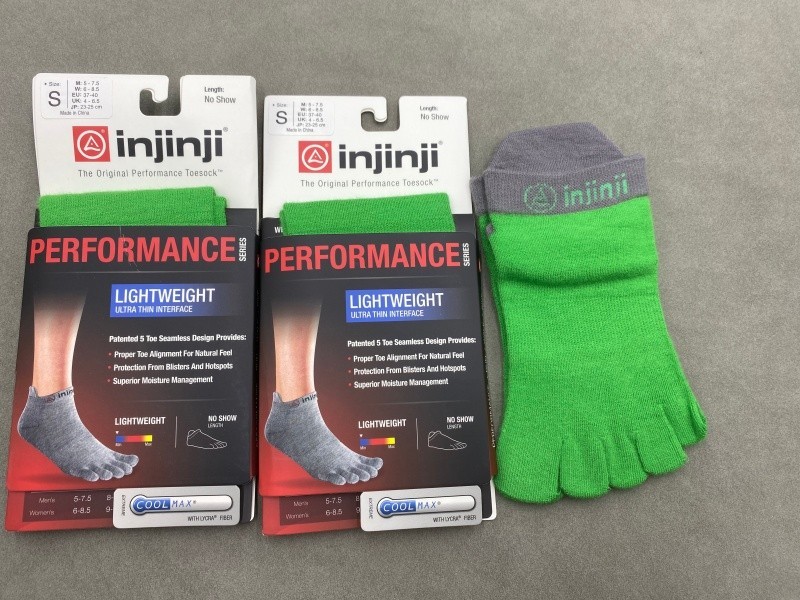 3 Pairs Injinji Women Performance Lightweight Thin No Show Toe Socks Size S