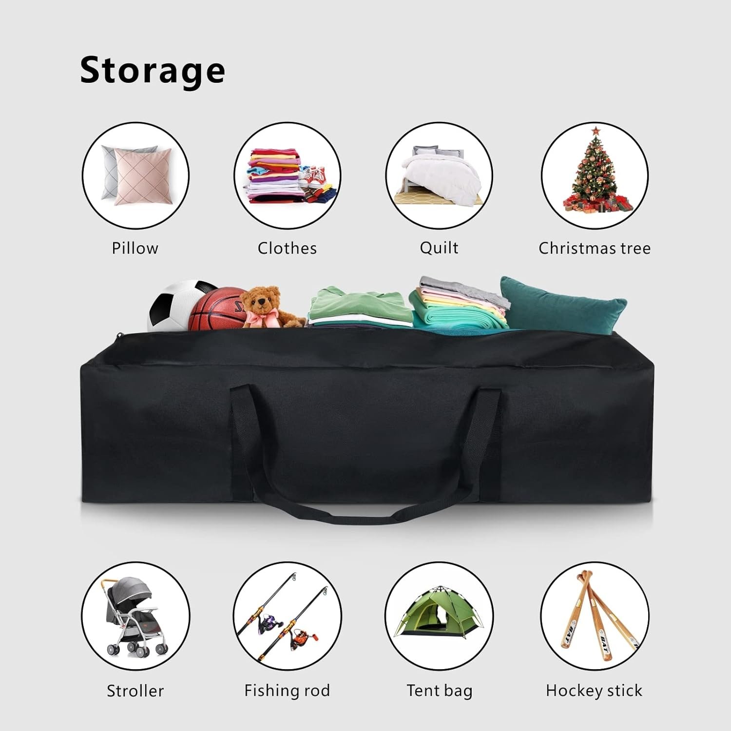 46 Inch Extra Large Zippered Duffel Bag, Water-Resistant for Travel, Sports Gear