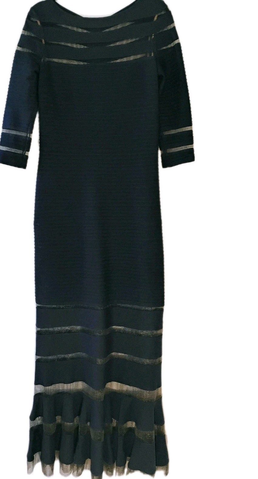 Tadashi Shoji Navy Sheath Full Length Dress Gown Size Medium