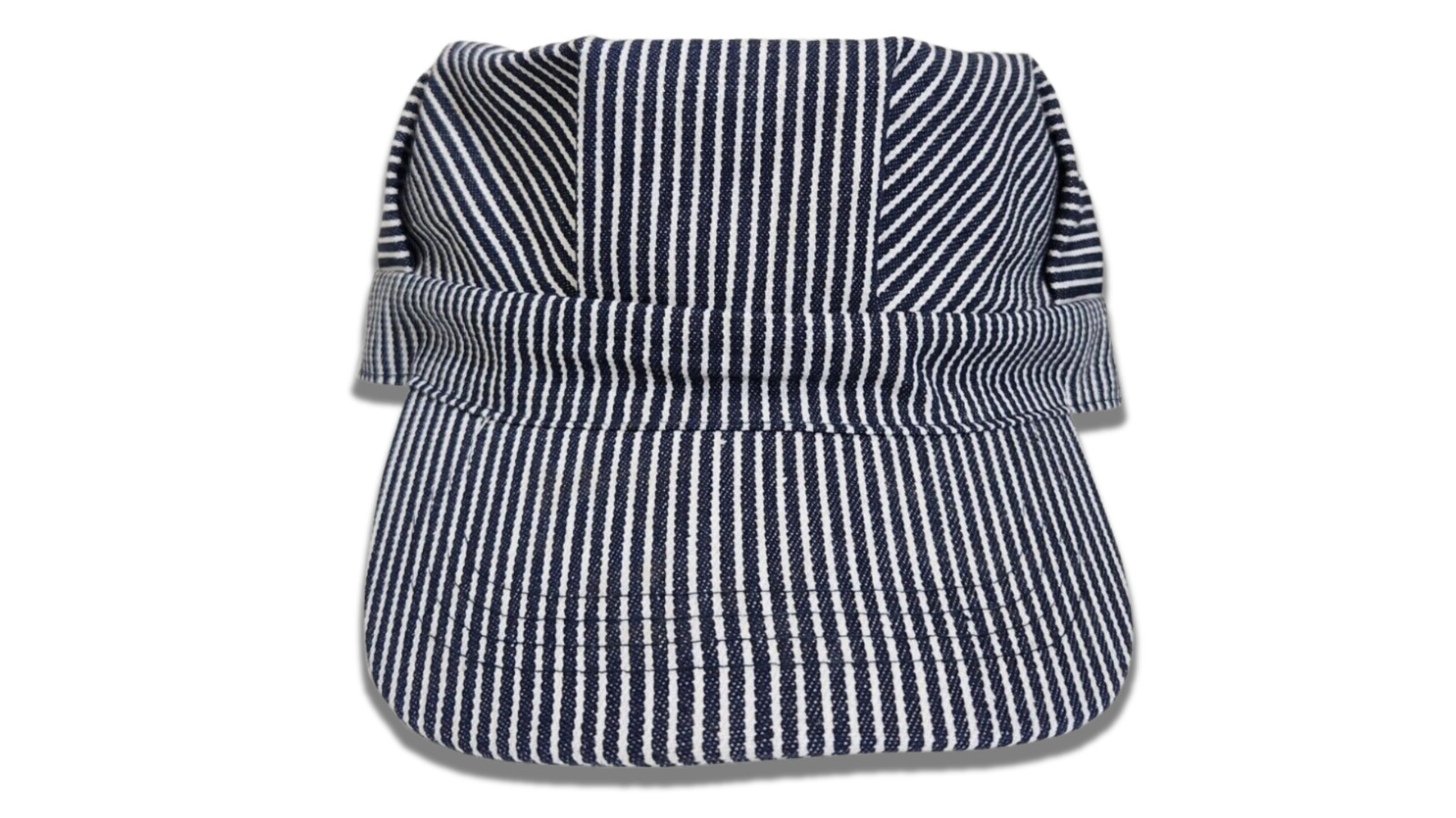 Train Conductor Hat Striped Engineer Cap Blue Hickory Stripe Railroad Military