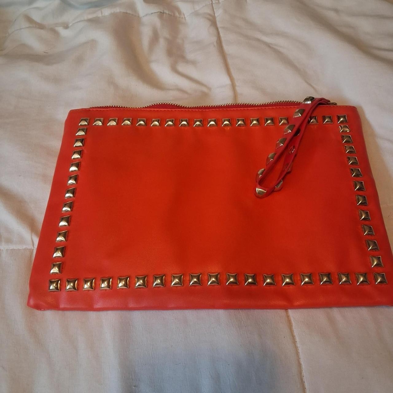 Orange studded clutch bag. new with tags boutique bag. #studded #grunge