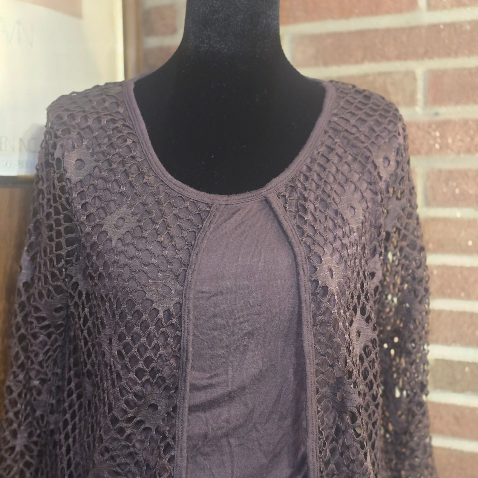 Vintage Onque Casual Chocolate Brown 2-Piece Crochet Set Size M Whimsigoth Boho