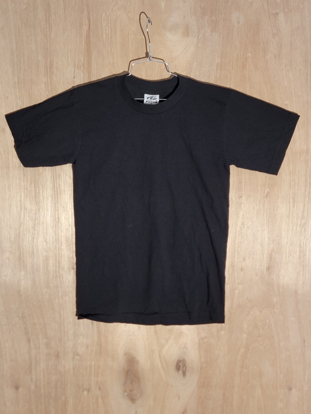 Pro 5 Athletic Black T-Shirt Mens S 100% Cotton Basic Solid Tee VTG