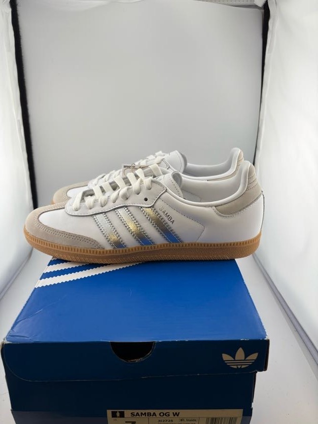 TRIED ON Adidas Samba OG ‘White Silver’ JI2725 Size 7w WITH BOX